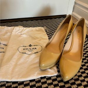 Prada patent leather platform heels